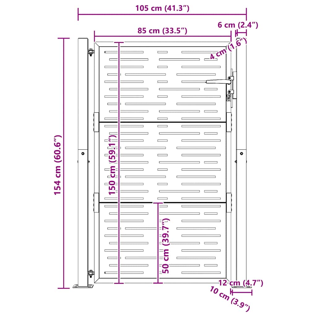 Gartentor 100x150 cm Cortenstahl Quadratisches Design