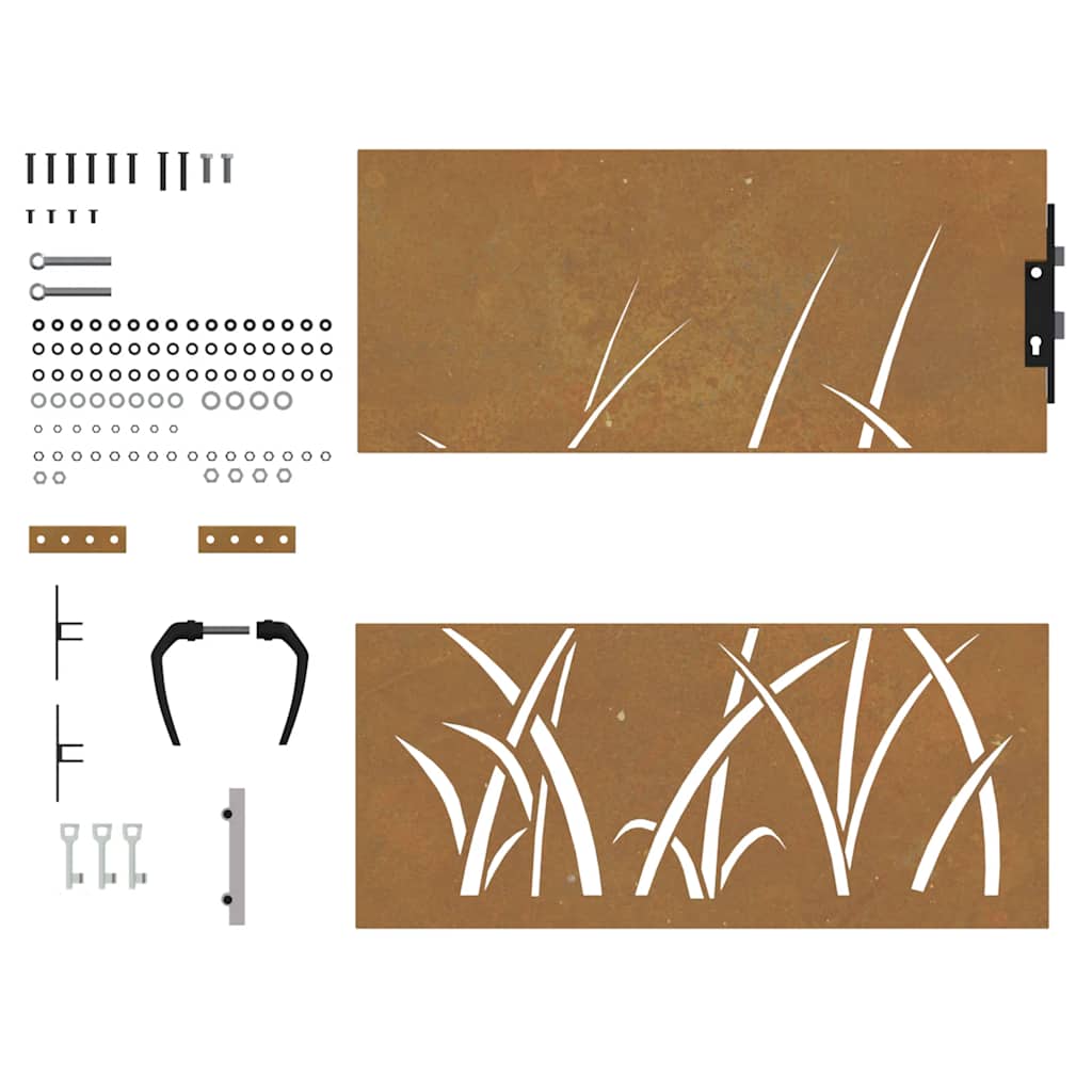 Gartentor 85x100 cm Cortenstahl Gras-Design