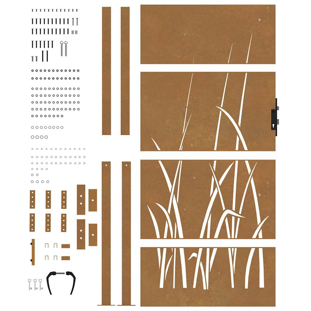 Gartentor 100x175 cm Cortenstahl Gras-Design