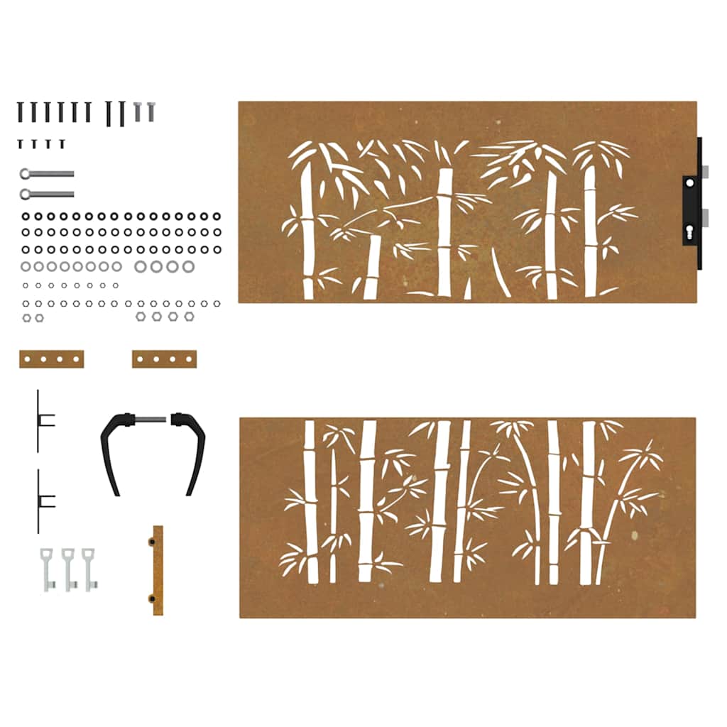 Gartentor 85x100 cm Cortenstahl Bambus-Design