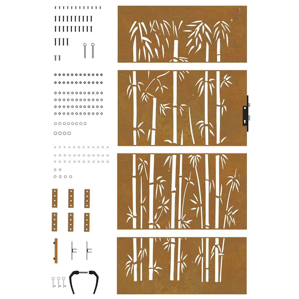 Gartentor 85x175 cm Cortenstahl Bambus-Design