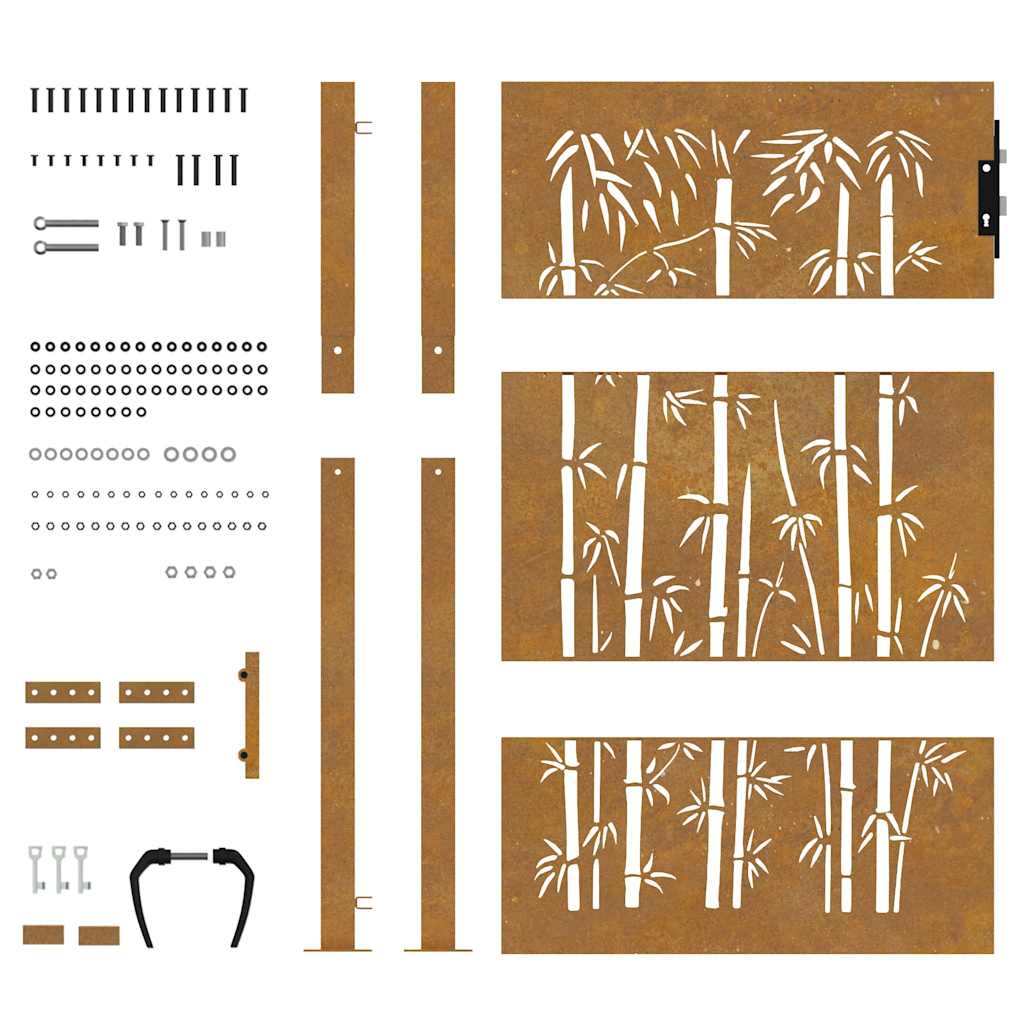 Gartentor 100x125 cm Cortenstahl Bambus-Design