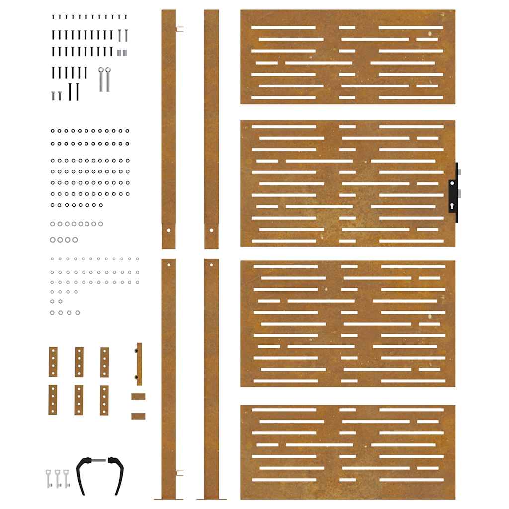 Gartentor 100x175 cm Cortenstahl Quadratisches Design