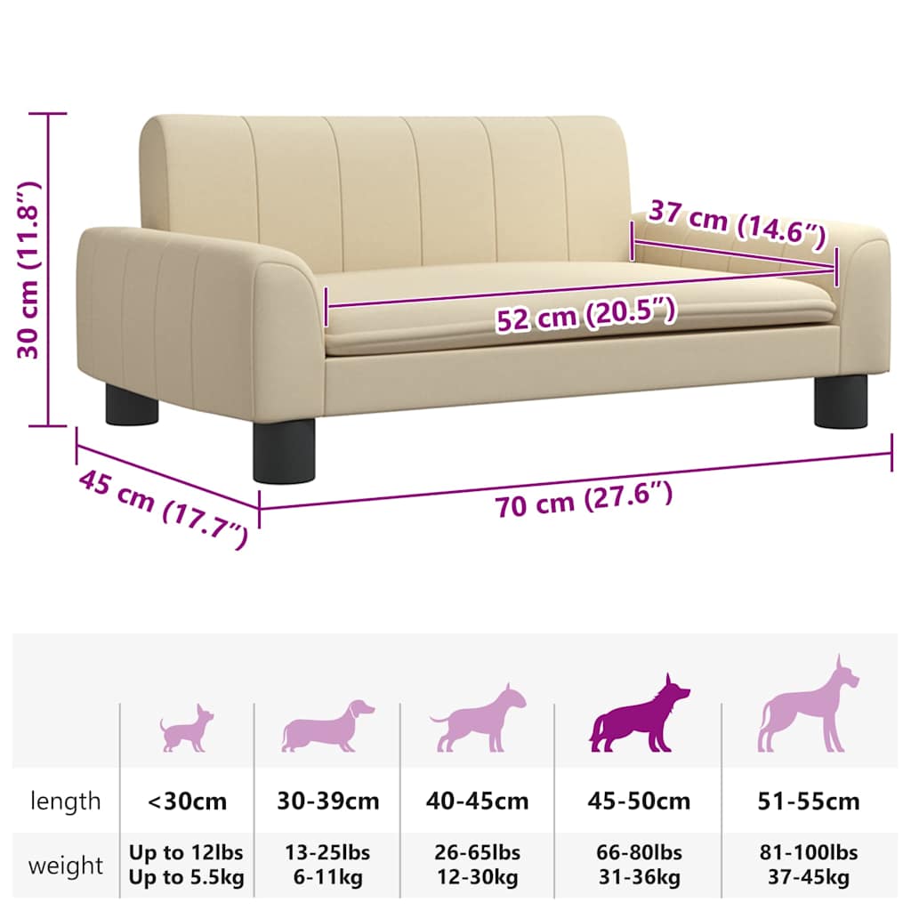 Hundebett Creme 70x45x30 cm Stoff