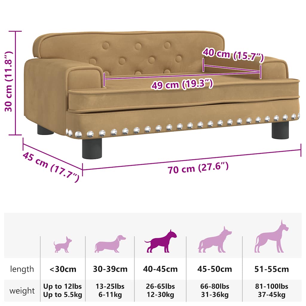 Hundebett Braun 70x45x30 cm Samt