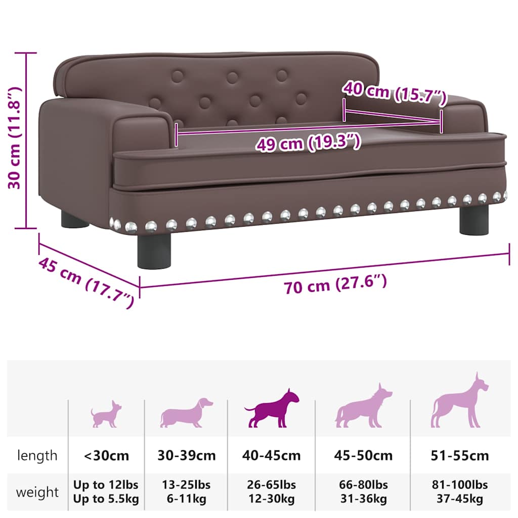 Hundebett Braun 70x45x30 cm Kunstleder