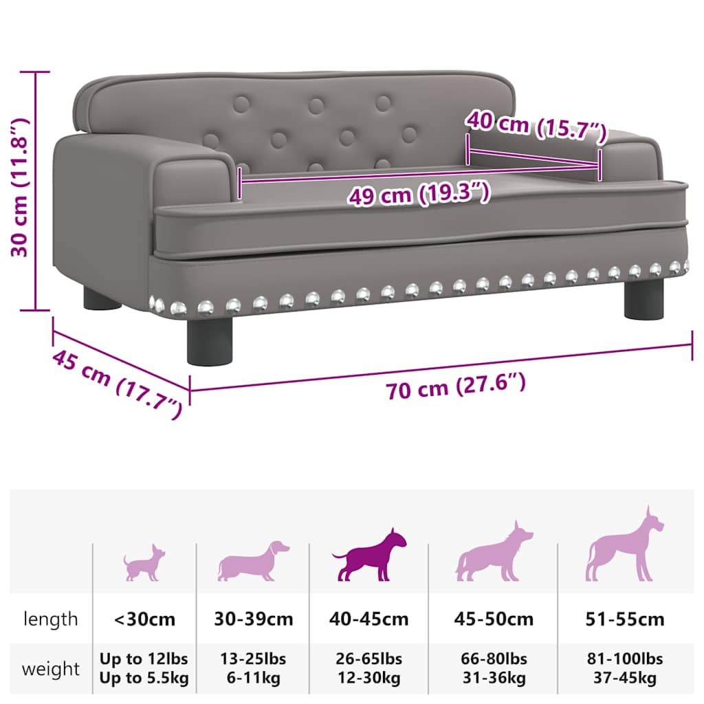 Hundebett Grau 70x45x30 cm Kunstleder