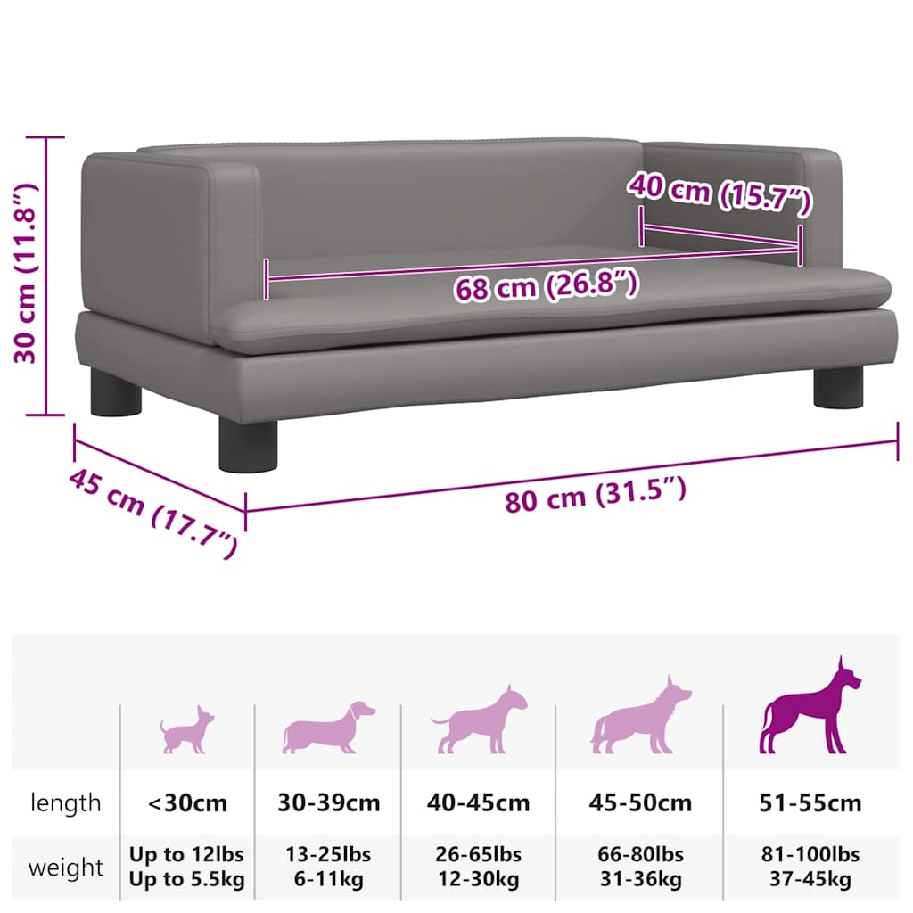 Hundebett Grau 80x45x30 cm Kunstleder