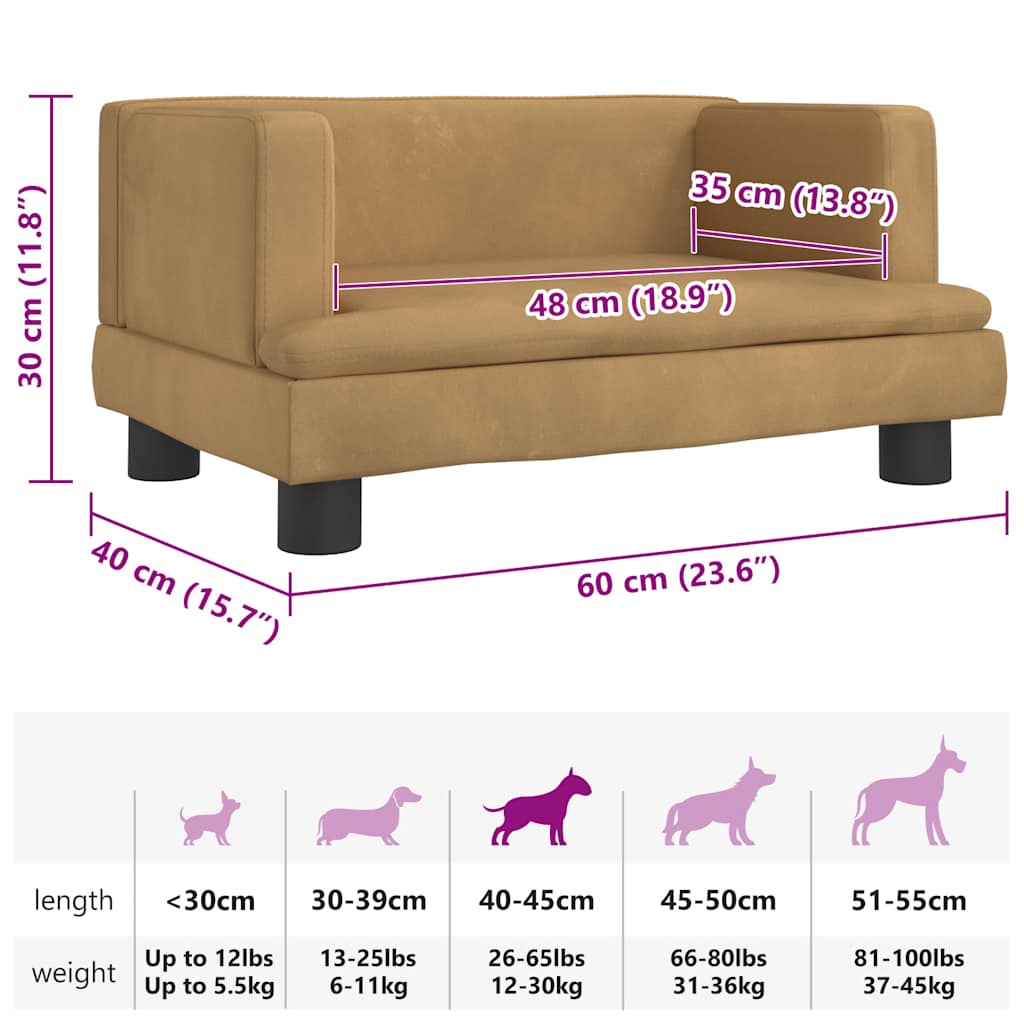 Hundebett Braun 60x40x30 cm Samt