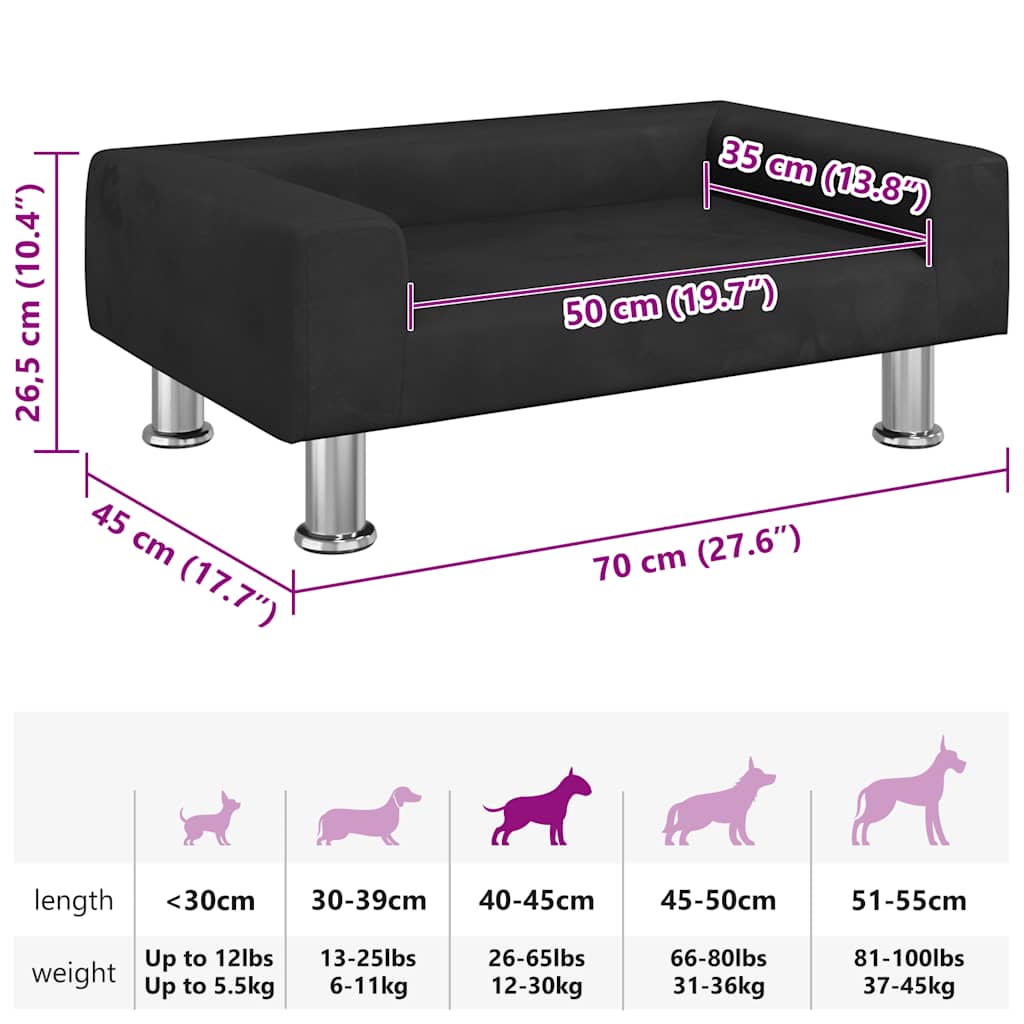 Hundebett Schwarz 70x45x26,5 cm Samt