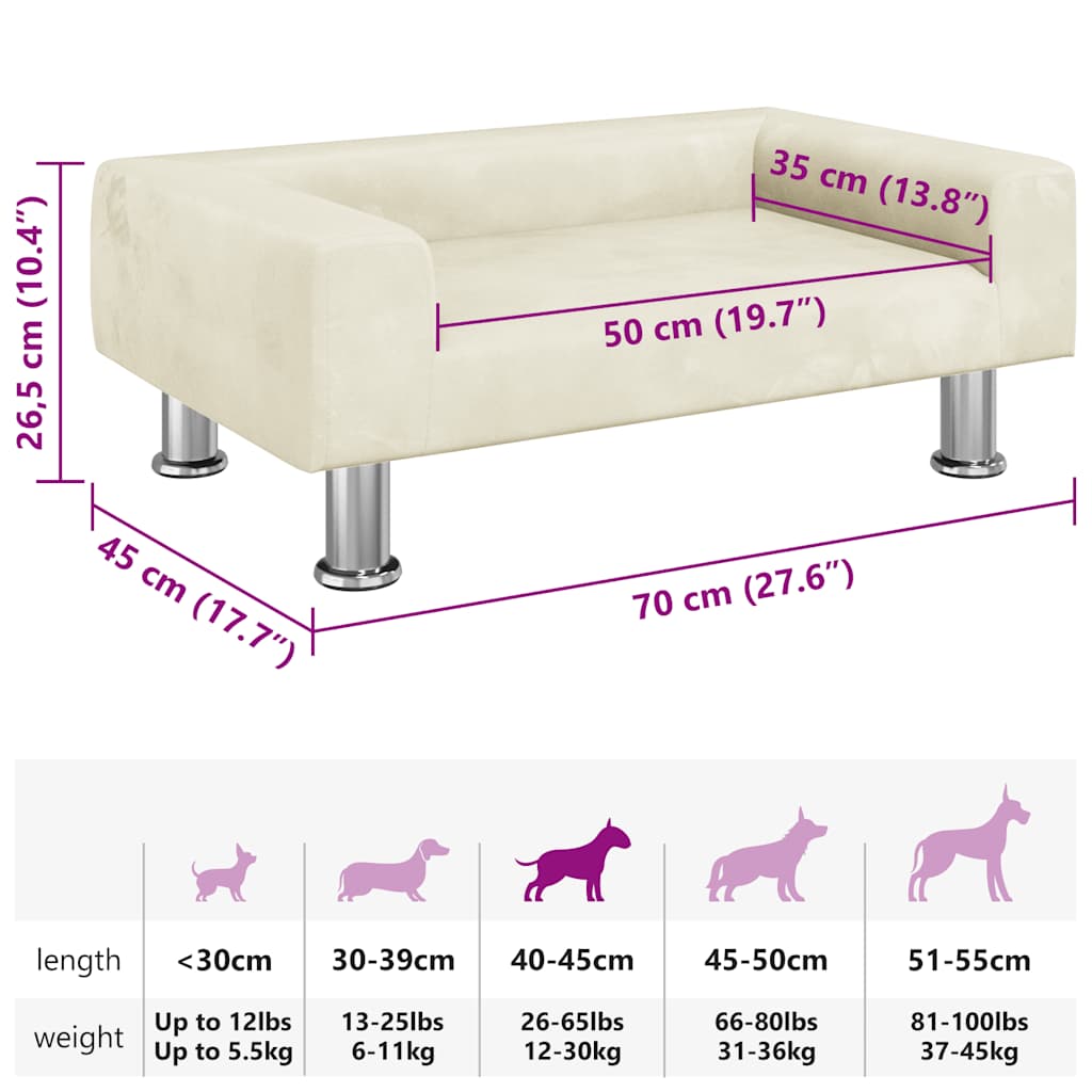 Hundebett Creme 70x45x26,5 cm Samt