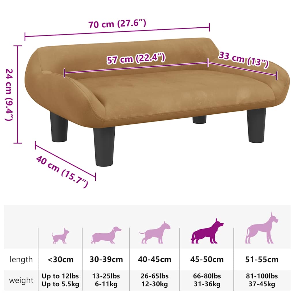 Hundebett Braun 70x40x24 cm Samt