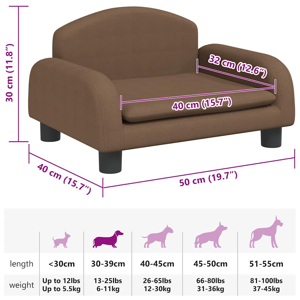 Hundebett Braun 50x40x30 cm Stoff