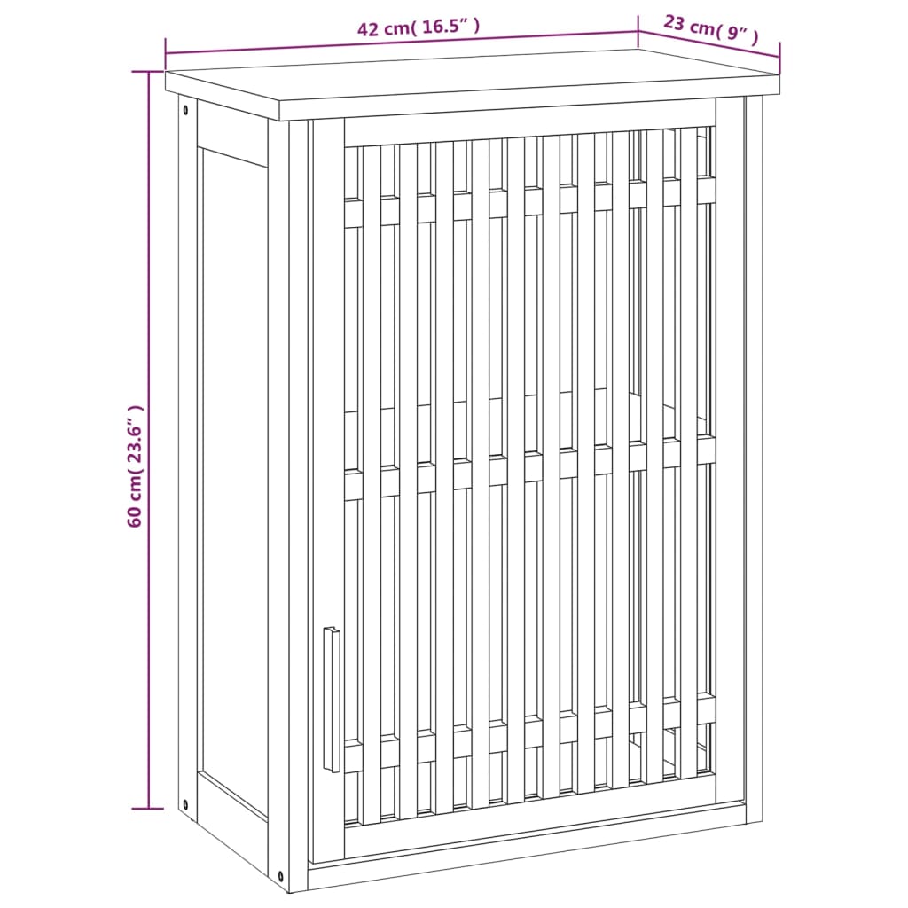 vidaXL Armoire murale de salle de bain 42x23x60 cm en bois de noyer massif