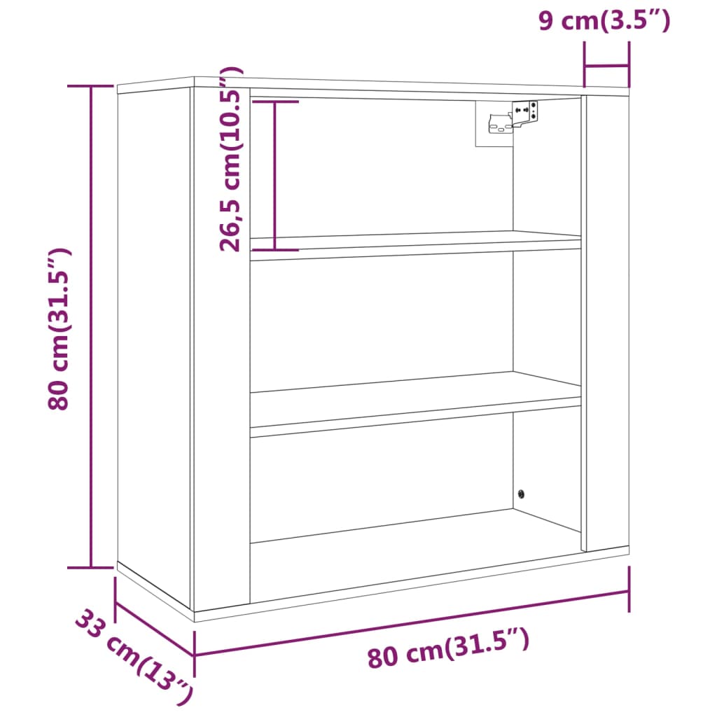 vidaXL Wandschrank Räuchereiche 80x33x80 cm Holzwerkstoff