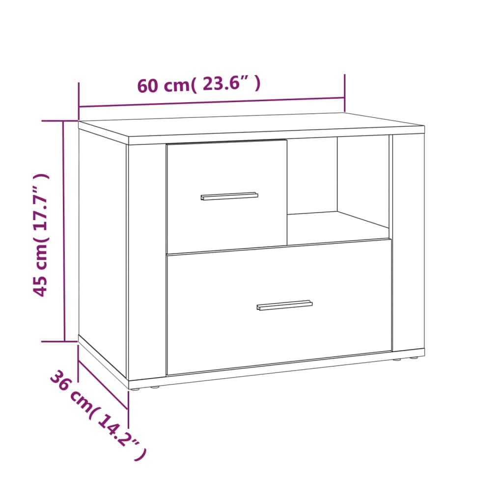 vidaXL Table de chevet blanc 60x36x45 cm Aggloméré