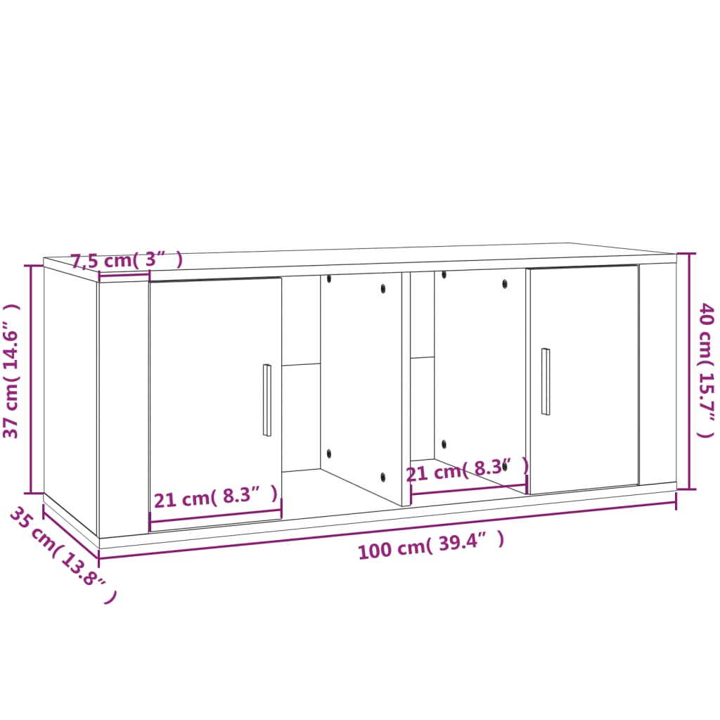 vidaXL Meuble TV Noir 100x35x40 cm Bois d'ingénierie