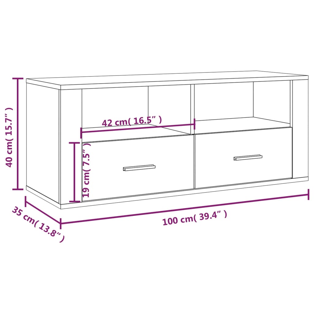 vidaXL Meuble TV chêne fumé 100x35x40 cm bois d'ingénierie