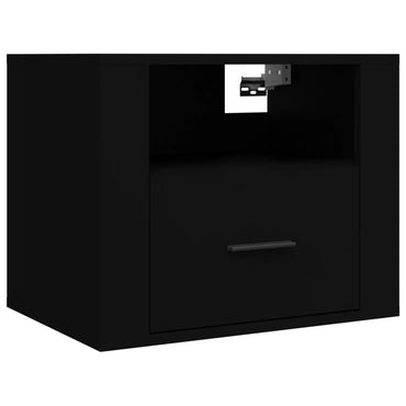 vidaXL Table de chevet murale noire 50x36x40 cm