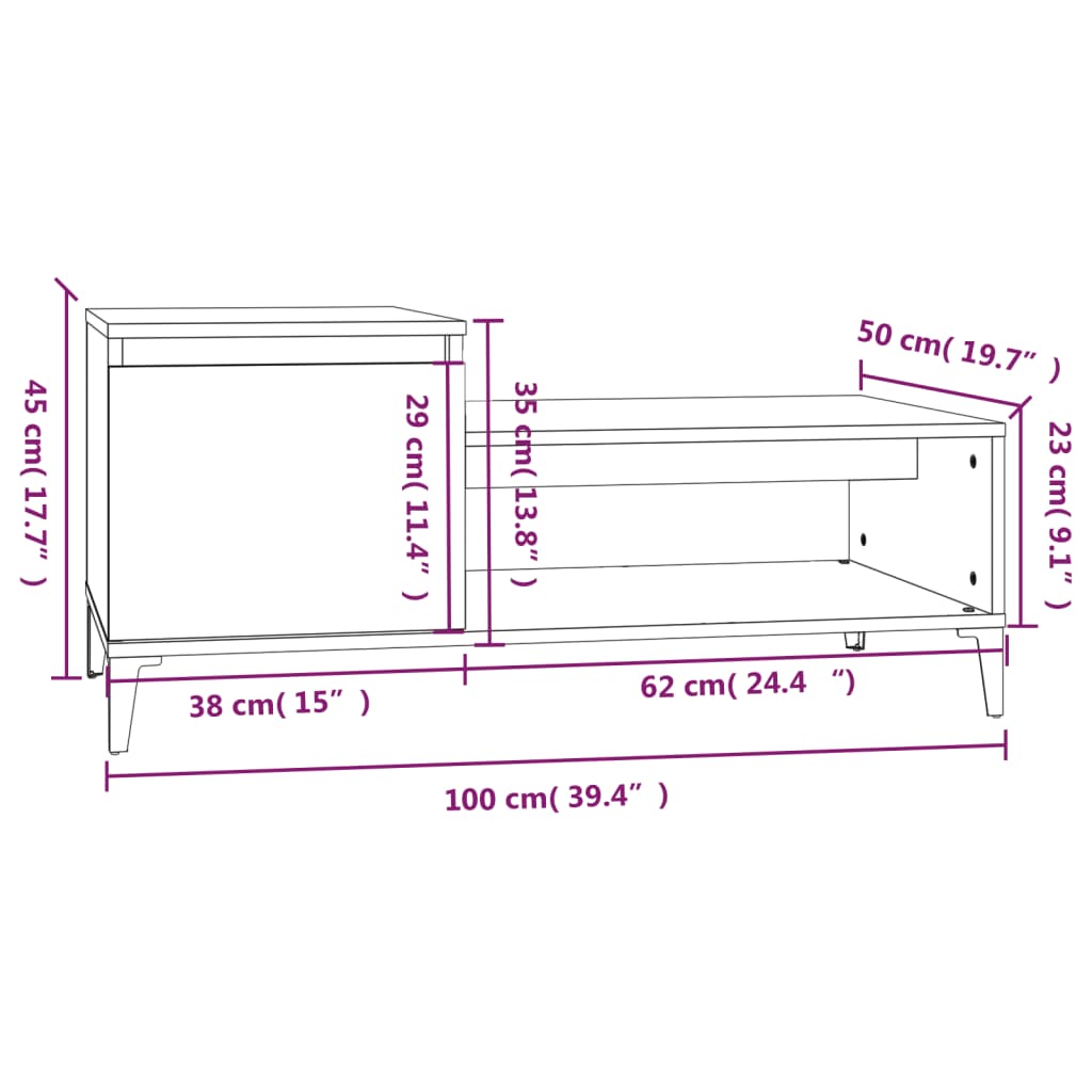 vidaXL Couchtisch Weiß 100x50x45 cm Holzwerkstoff