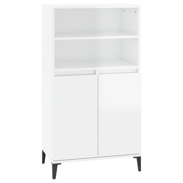 vidaXL Buffet haut blanc brillant 60x36x110 cm Bois d'ingénierie
