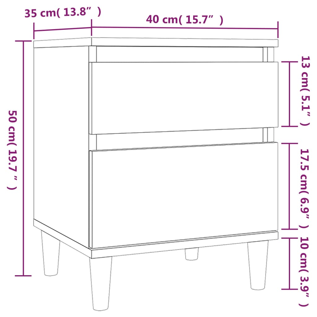 vidaXL Table de chevet blanc brillant 40x35x50 cm