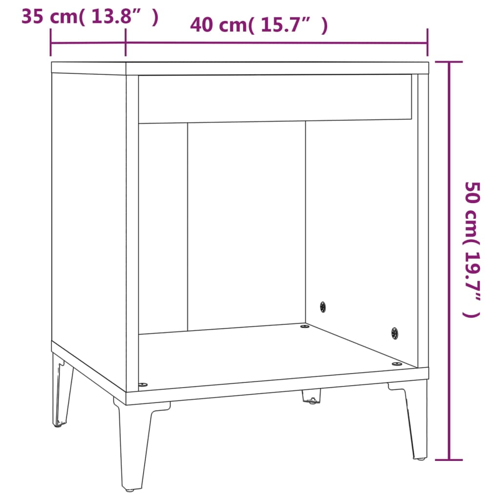 vidaXL Nachttische 2 Stk. Hochglanz-Weiß 40x35x50 cm