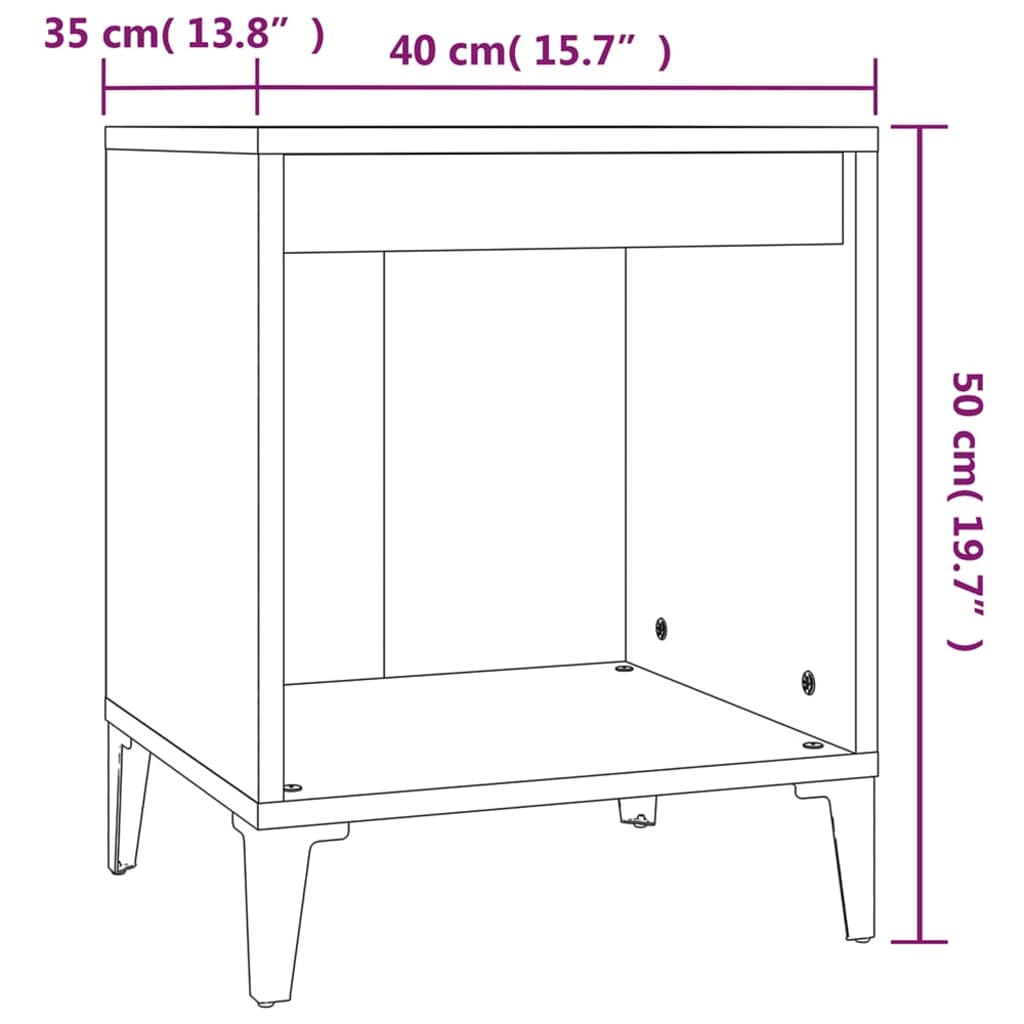 vidaXL Tables de chevet 2 pcs. Gris béton 40x35x50 cm