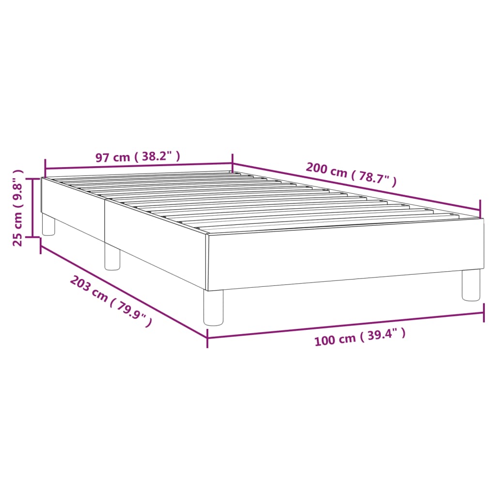 Boxspringbettgestell Dunkelgrau 100x200 cm Stoff