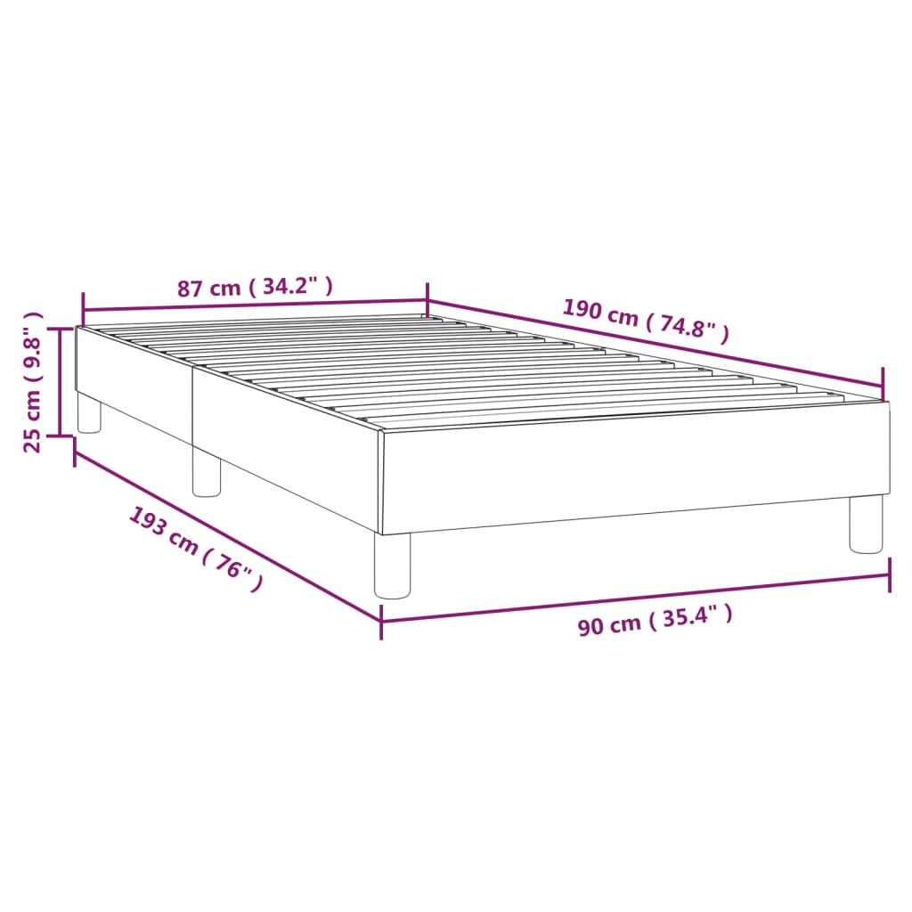 Boxspringbettgestell Cappuccino-Braun 90x190 cm Kunstleder