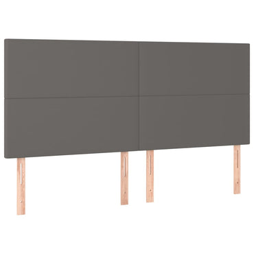 vidaXL Kopfteil Grau 200x5x118/128 cm Kunstleder