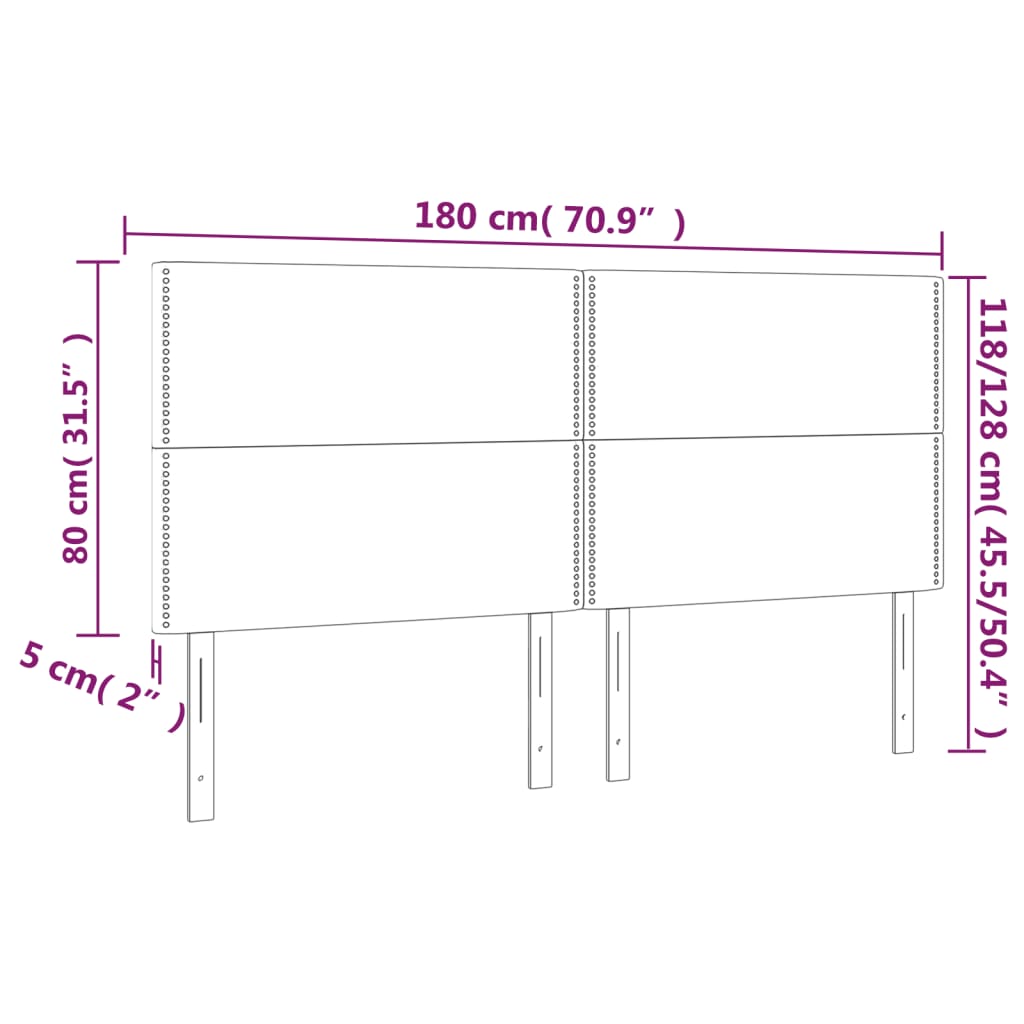 vidaXL Kopfteil Schwarz 180 x 5 x 118/128 cm Stoff