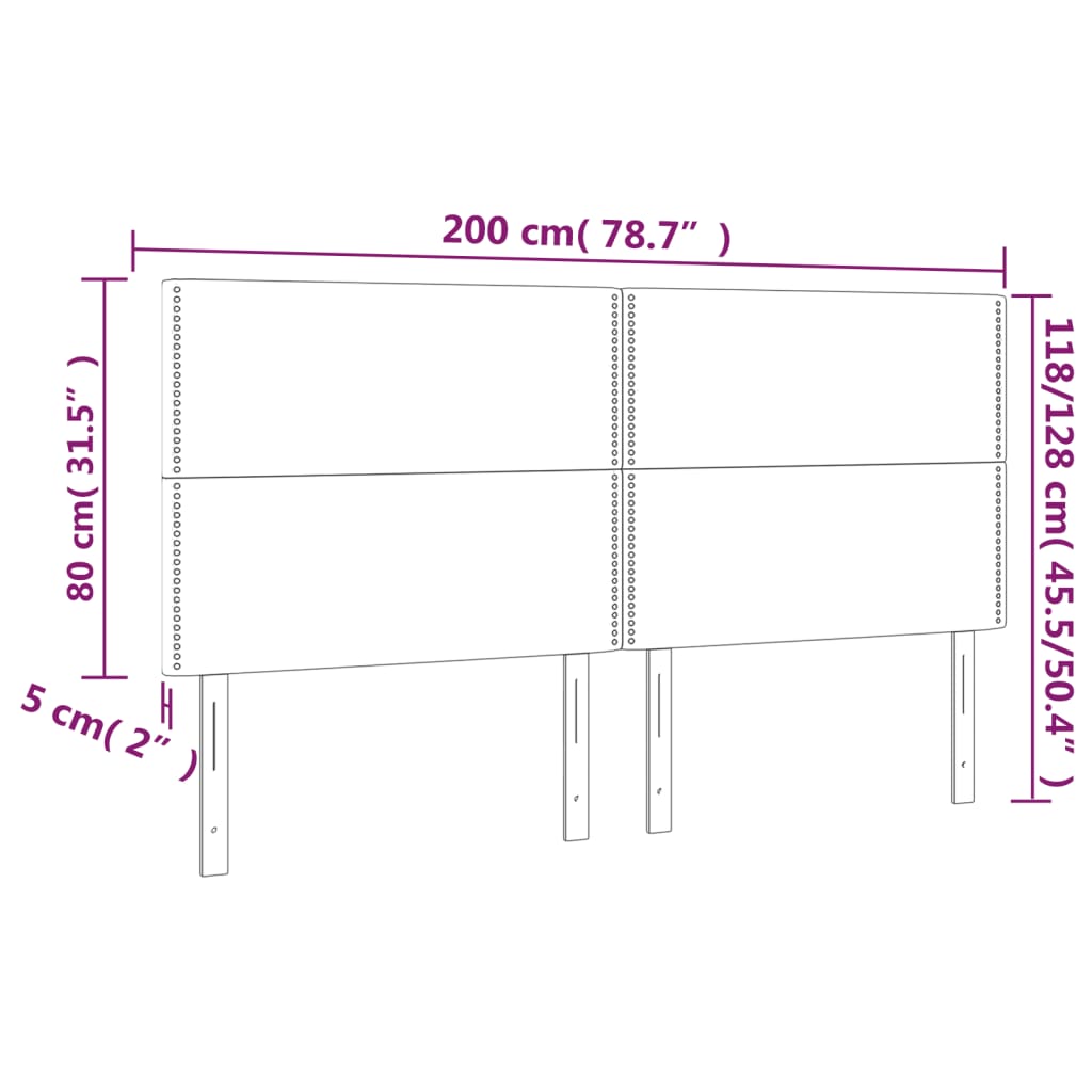 vidaXL Kopfteil Hellgrau 200 x 5 x 118/128 cm Stoff