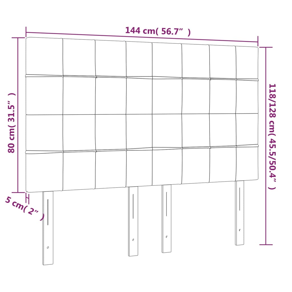 vidaXL Kopfteil Hellgrau 144x5x118/128 cm Stoff