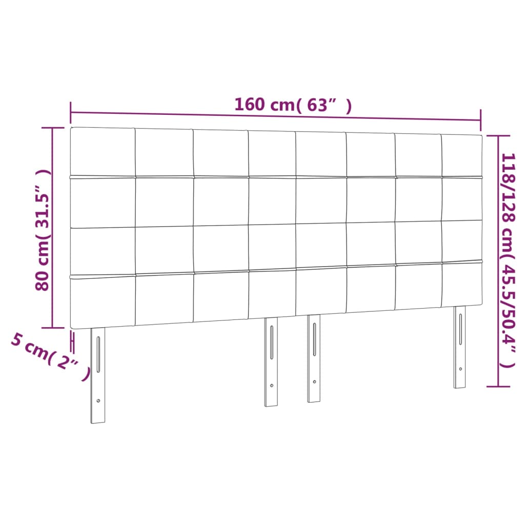 vidaXL Kopfteil Schwarz 160 x 5 x 118/128 cm Stoff
