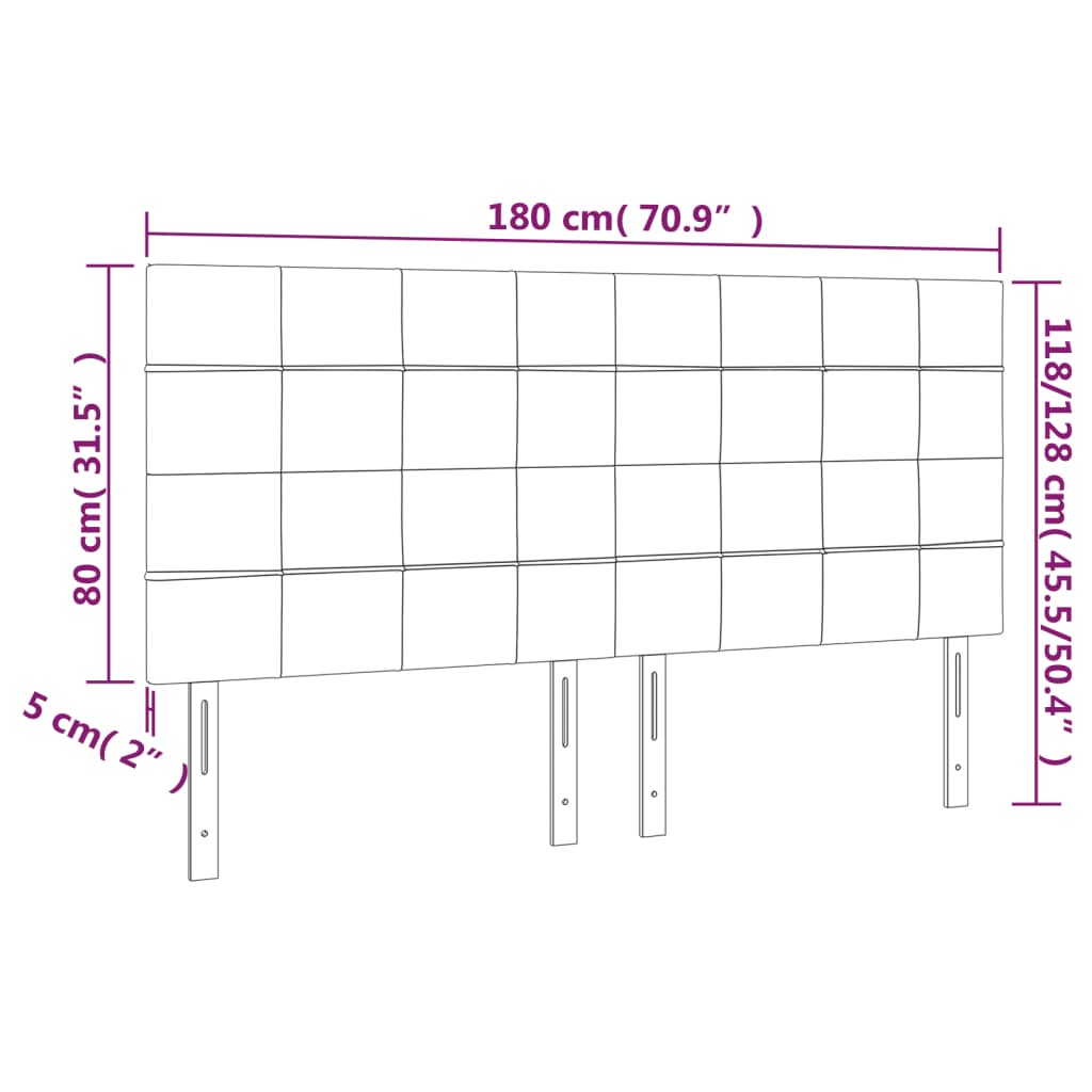 vidaXL Tête de lit Marron foncé 180x5x118/128 cm Tissu