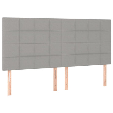 vidaXL Kopfteil Hellgrau 200 x 5 x 118/128 cm Stoff