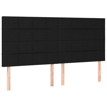 vidaXL Kopfteil Schwarz 200 x 5 x 118/128 cm Stoff