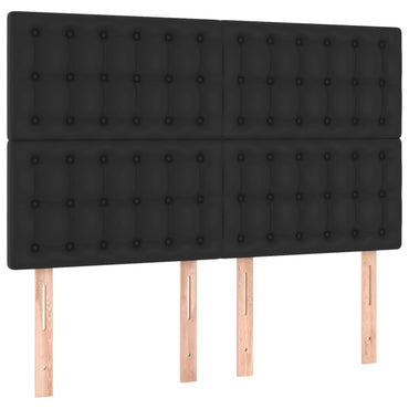 vidaXL Kopfteil Schwarz 144x5x118/128 cm Kunstleder