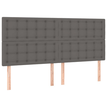 vidaXL Kopfteil Grau 200x5x118/128 cm Kunstleder