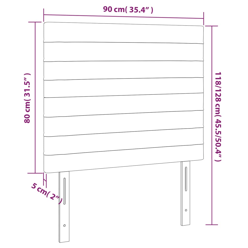 vidaXL Kopfteil Schwarz 90x5x118/128 cm Stoff
