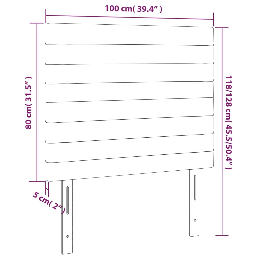 vidaXL Kopfteil Hellgrau 100 x 5 x 118/128 cm Samt