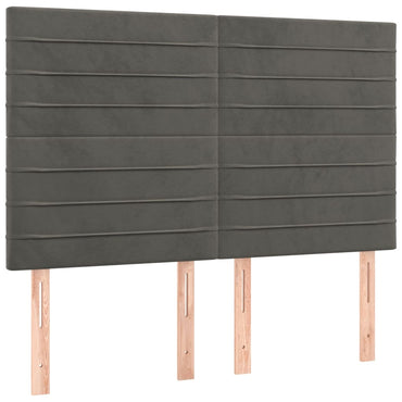 vidaXL Kopfteil Dunkelgrau 144 x 5 x 118/128 cm Samt