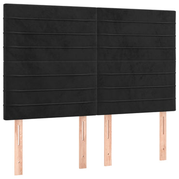 vidaXL Kopfteil Schwarz 144x5x118/128 cm Samt