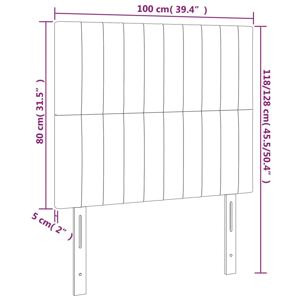 vidaXL Kopfteil Hellgrau 100 x 5 x 118/128 cm Stoff