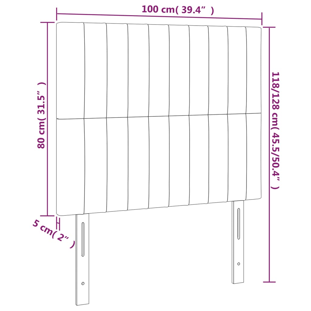 vidaXL Kopfteil Schwarz 100 x 5 x 118/128 cm Stoff