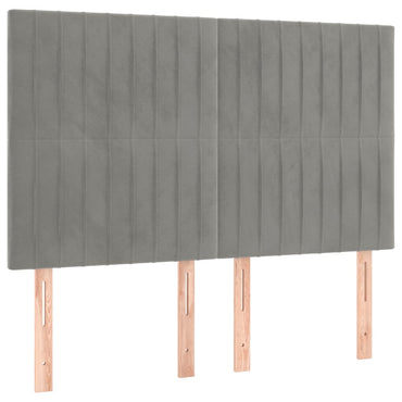 vidaXL Kopfteil Hellgrau 144x5x118/128 cm Samt