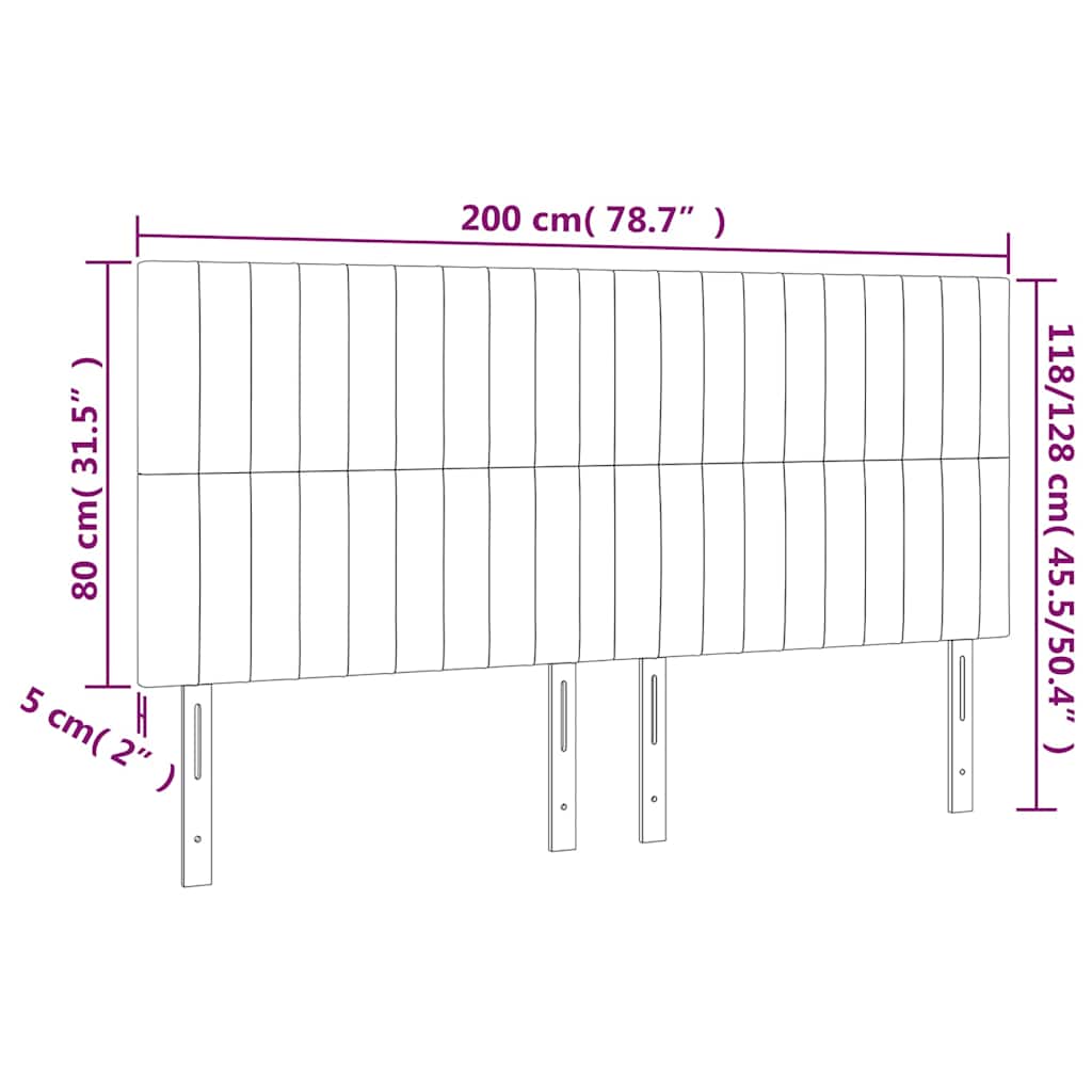 Kopfteil Dunkelblau 200 x 5 x 118/128 cm Samt