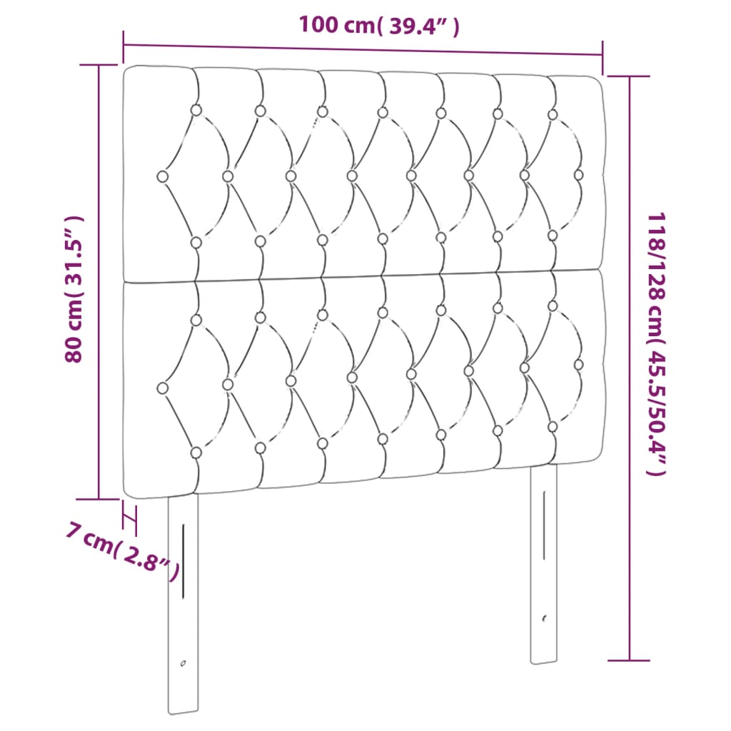 vidaXL Kopfteil Hellgrau 100 x 7 x 118/128 cm Stoff