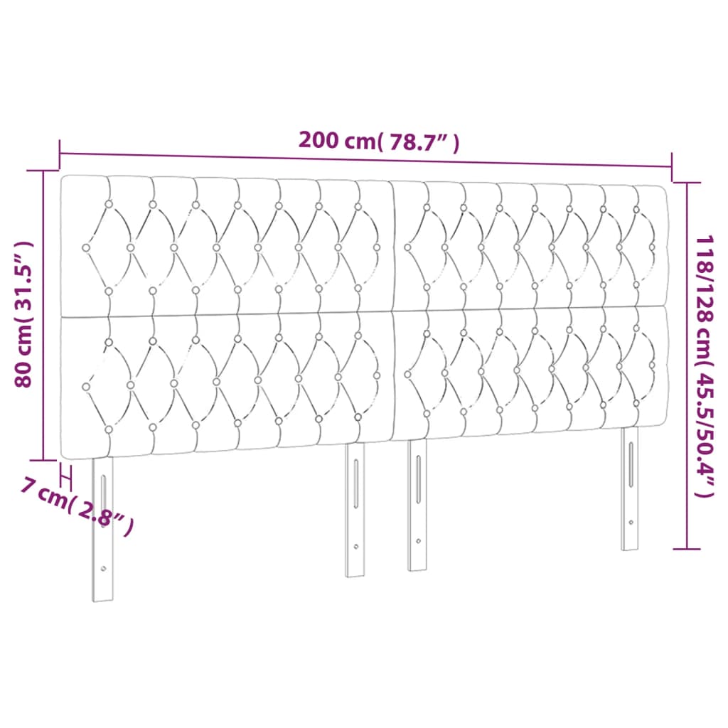vidaXL Kopfteil Dunkelgrau 200 x 7 x 118/128 cm Stoff